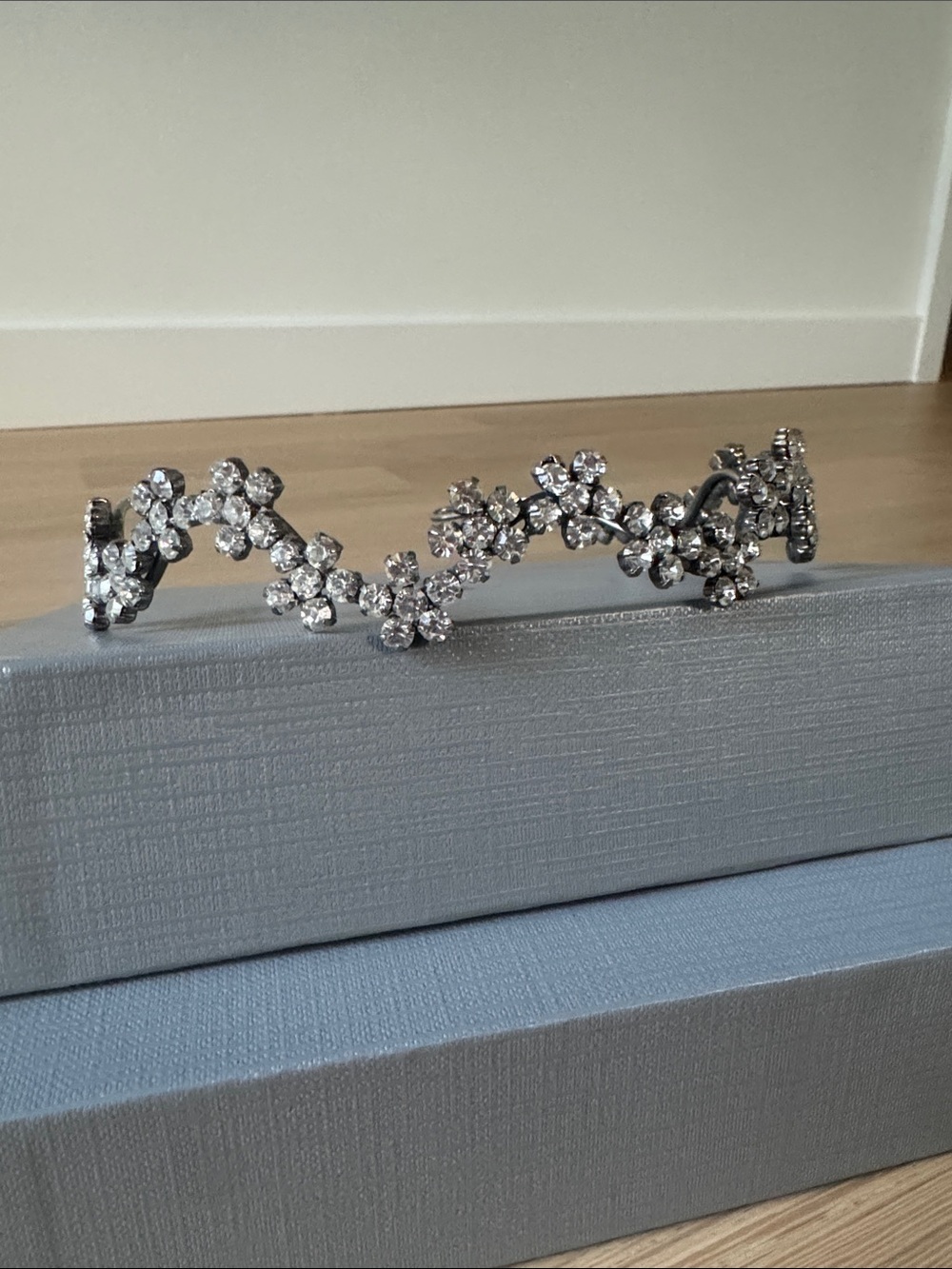 Crystal Flower Tiara- Silver Rhinestone Bridal Hair Accessory
